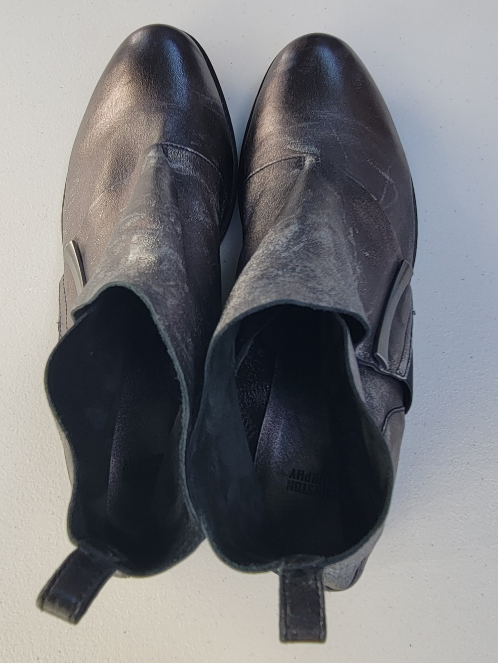 JOHNSTON & MURPHY Women Black Leather Slip-On Ankle Boots N/Size.
